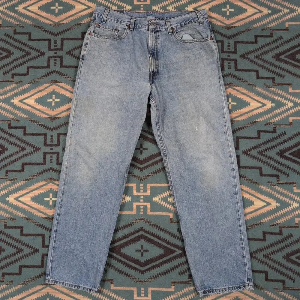 Levis 550 Jeans Relaxed Fit Mens 36x31 Blue Straight Leg USA Vintage Light Wash